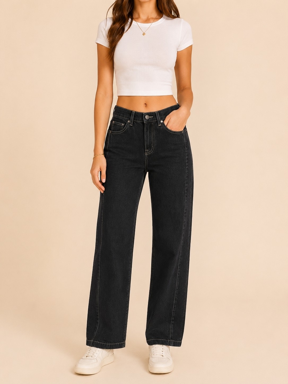 We The Free Black High-Rise Wide Leg Jeans